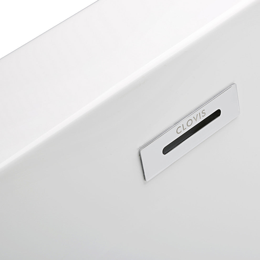 Acrylic Freestanding Flat Bottom Soaking Bathtub in White, 60*28"