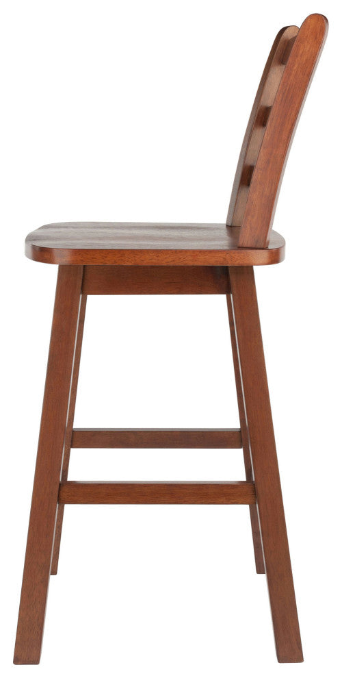 Scalera Ladder-back Swivel Seat Counter Stool, Walnut