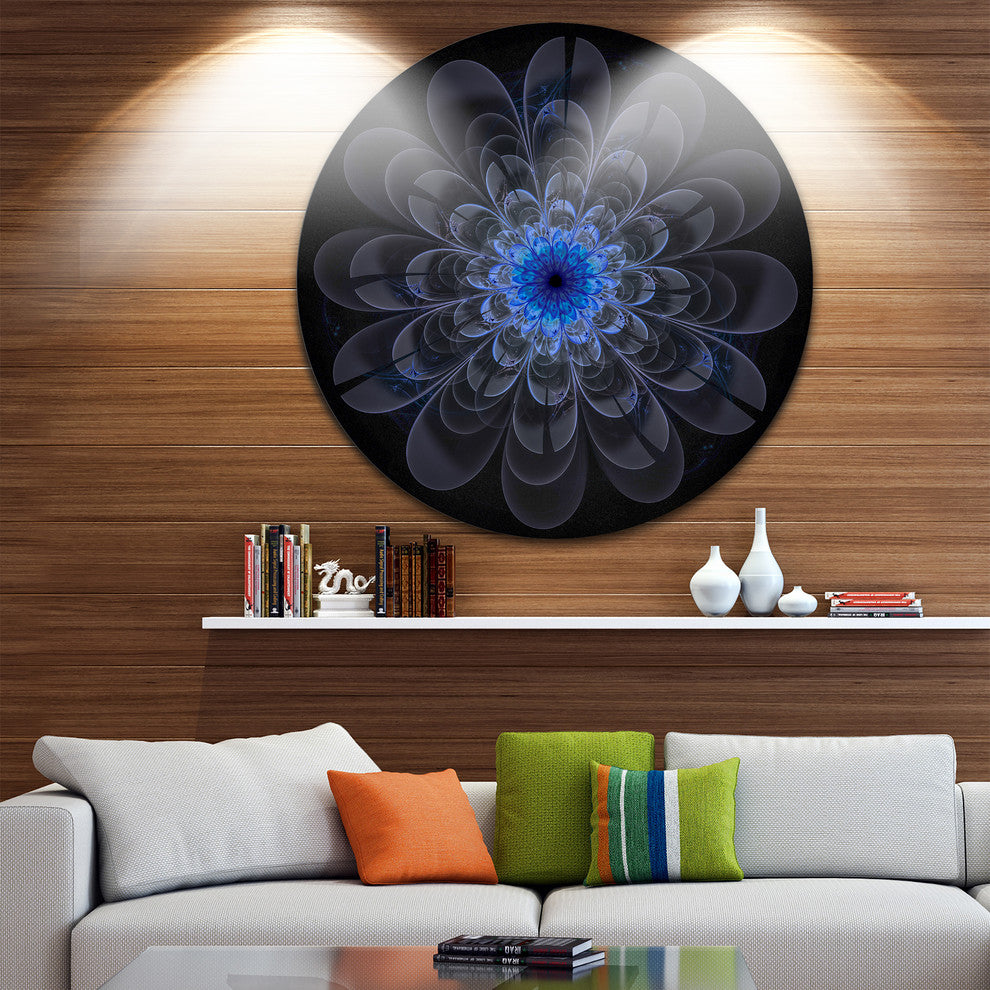 Perfect Digital Flower Art In Dark Purple, Floral Disc Artwork, 36"