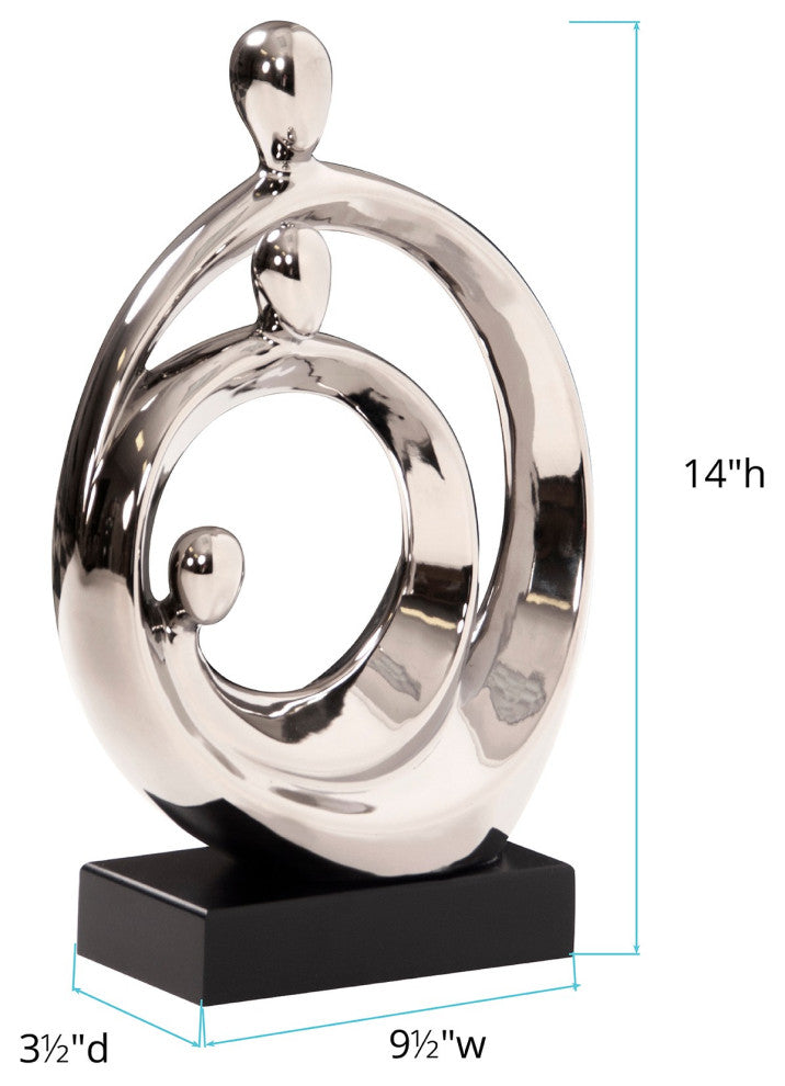 Modern Silver and Black Family Trio Sculpture