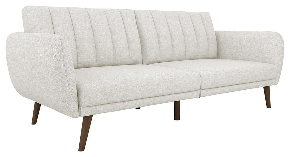 Modern Sofa Futon, Premium Linen Upholstery and Wooden Legs, Gray
