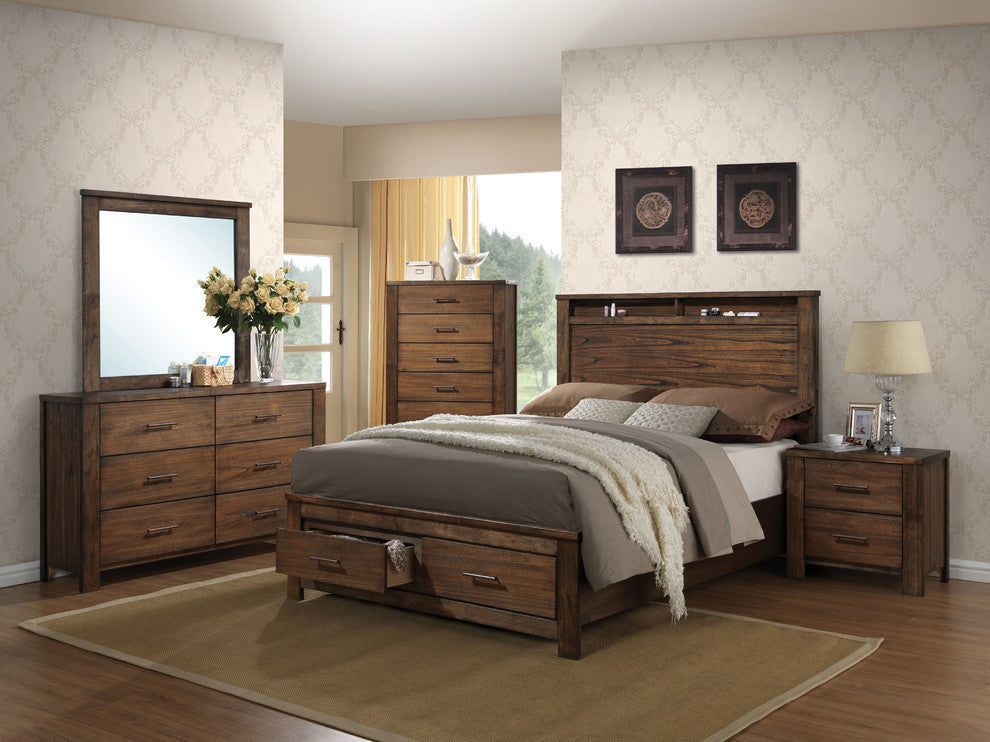 Merrilee Storage Bed, Queen, Oak, Eastern King Storage Bed