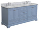 Harper 72" Double Bathroom Vanity, Powder Blue, Carrara Marble