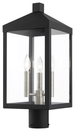 Livex Lighting Nyack 3 Light Antique Brass Medium Outdoor Post Top Lantern