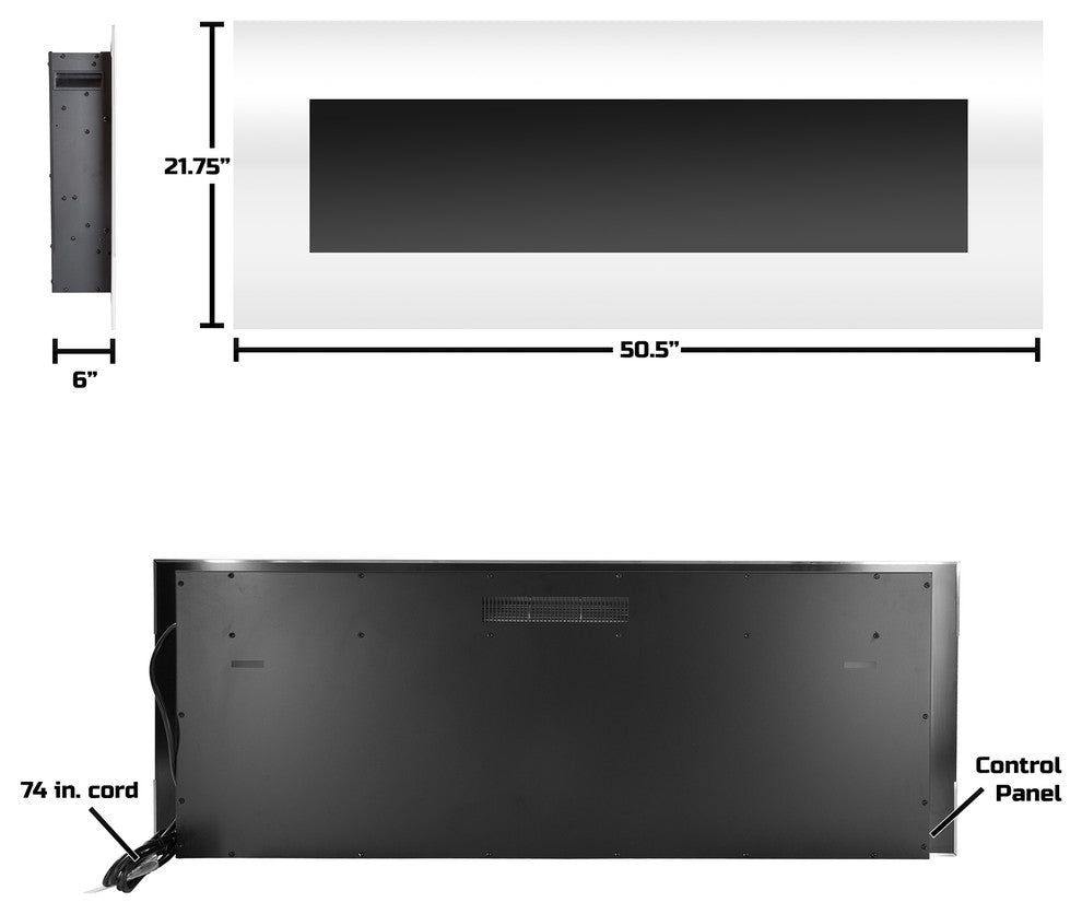 Electric Color Changing Fireplace, Wall Mounted 50" by Northwest
