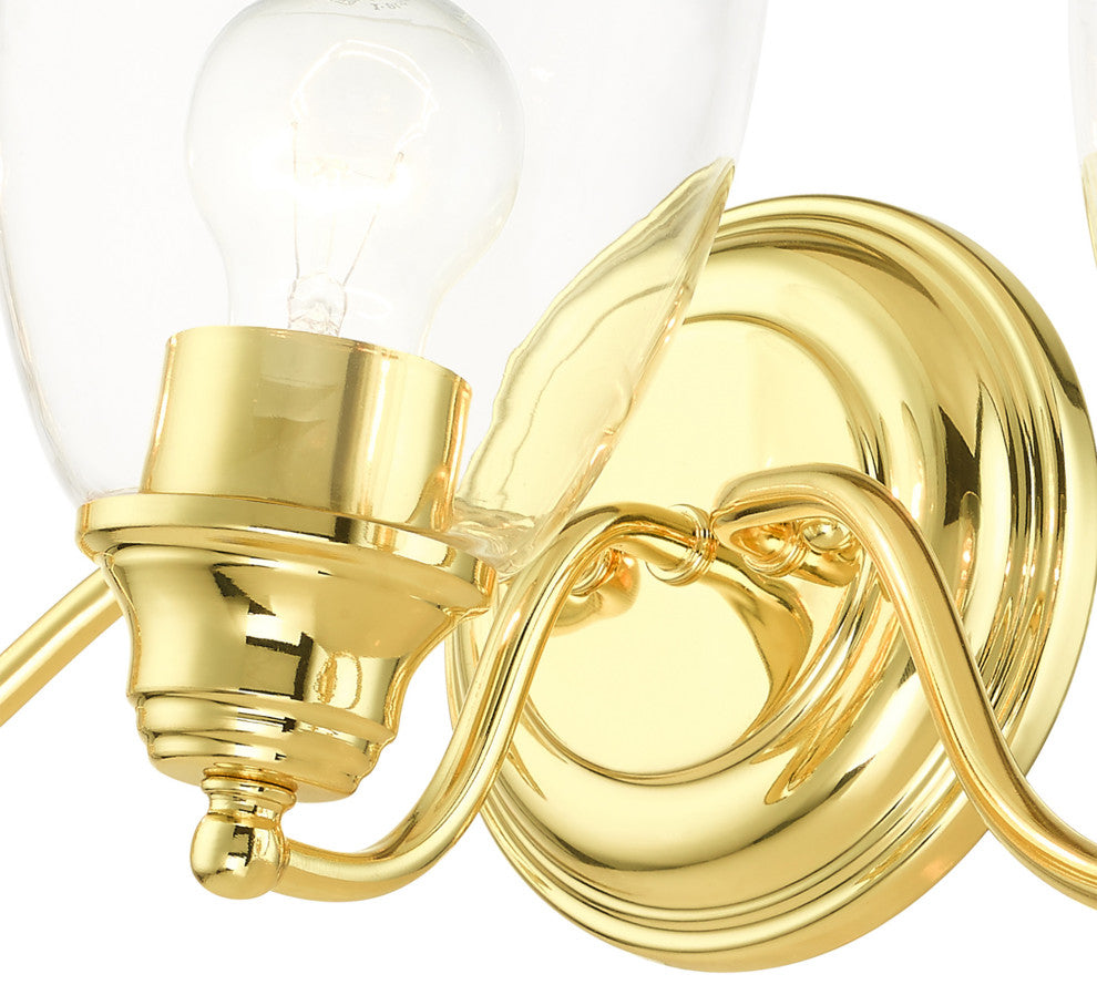 Polished Brass Transitional, Colonial, Vanity Sconce