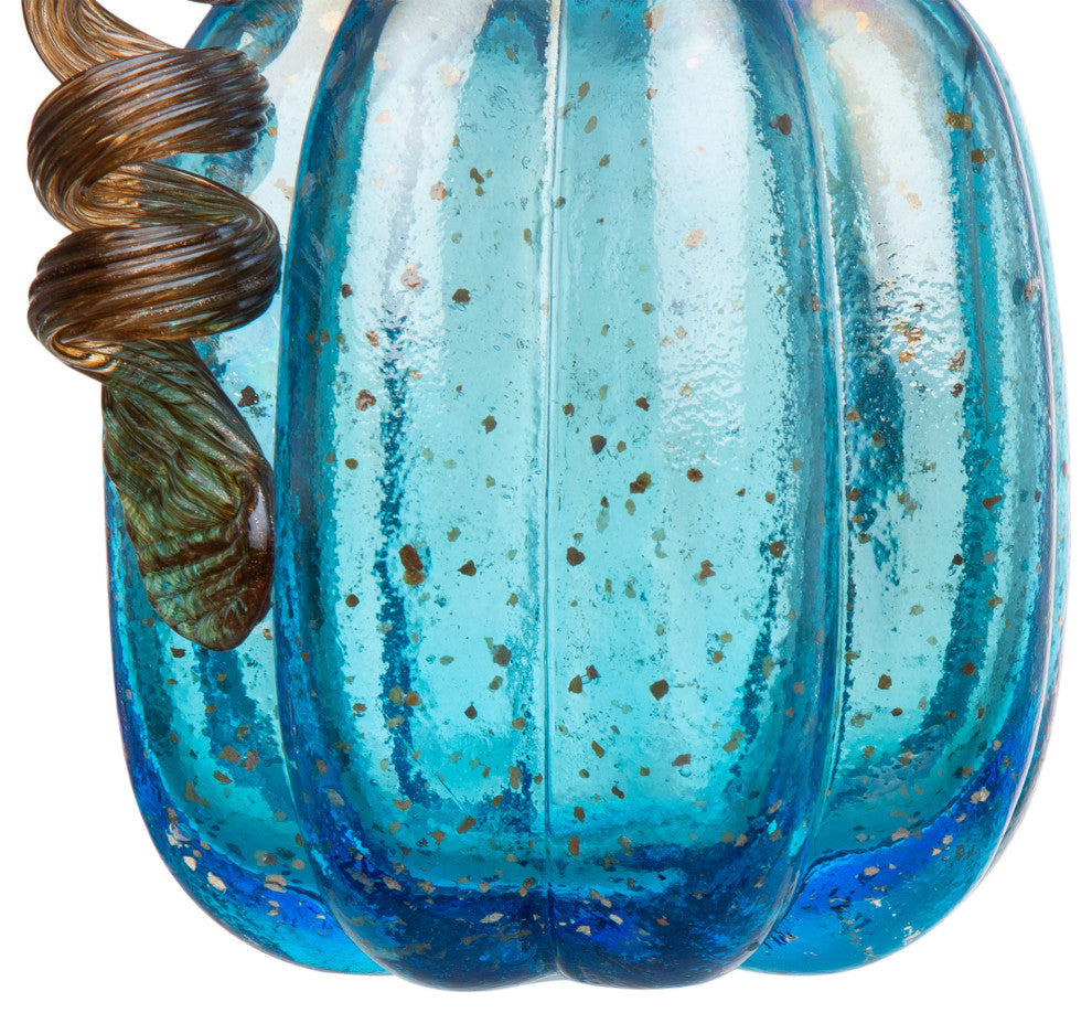 Set of 3, Blue Glass Pumpkin
