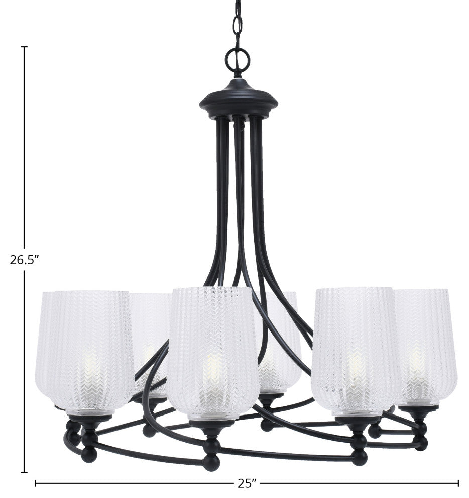 Capri 8-Light Chandelier, Matte Black/Clear Textured