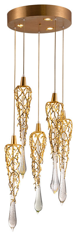MIRODEMIÂ® Andora | Creative Crystal Chandelier with Clear Glass Drops, 9 Lights, Cool Light