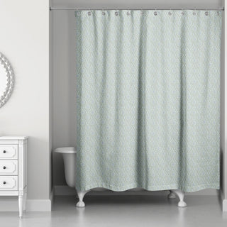 Green Quatre on Blue 71x74 Shower Curtain