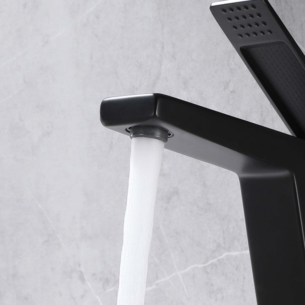 Deck Mounted Single Handle Bathroom Faucet, Single Hole, Matte Black