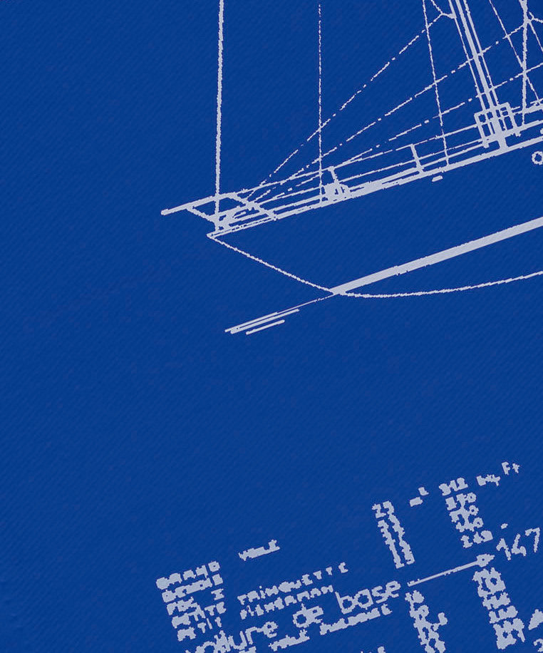 19"x19" Sail Plan, Geometric Print Napkins, Set of 4, Blue Print Blue