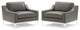 Harness Stainless Steel Base Leather Armchair Set of 2 - Gray