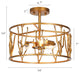 3-Lights Antique Brushed Gold and Modern Semi-Flush Mount Celling Light, 14.2"