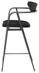 Fabric Counter Stool Black Steel Oak Wood Morden Stool, Activated Charcoal