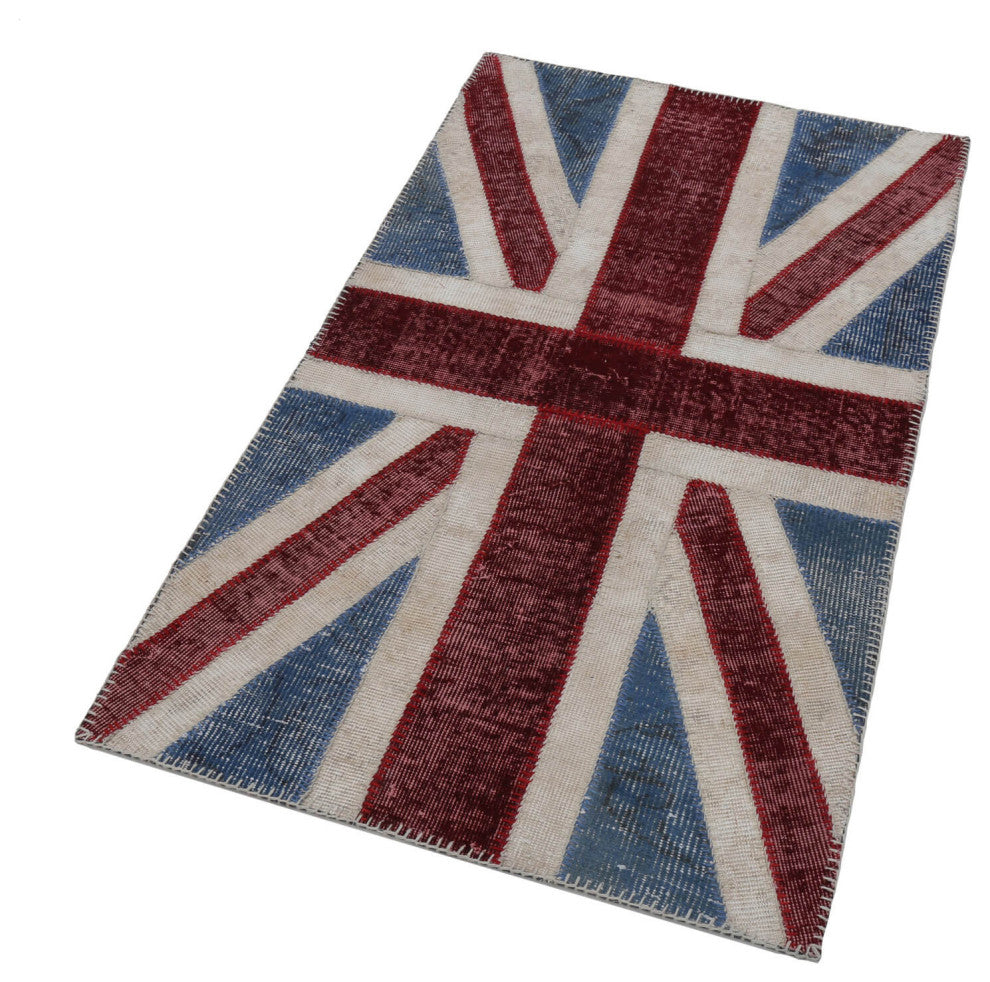 Rug N Carpet - Hand-knotted Turkish 2' 10'' x 5' 0'' Flag Patchwork Rug