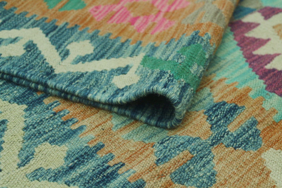 Sun Faded Kilim Behnam Light Blue/Gold Rug, 4'2x6'0