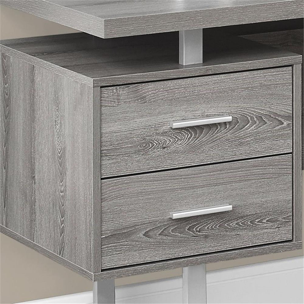 Computer Desk Home Office Corner 70"L L Shape Work Laptop Metal Brown