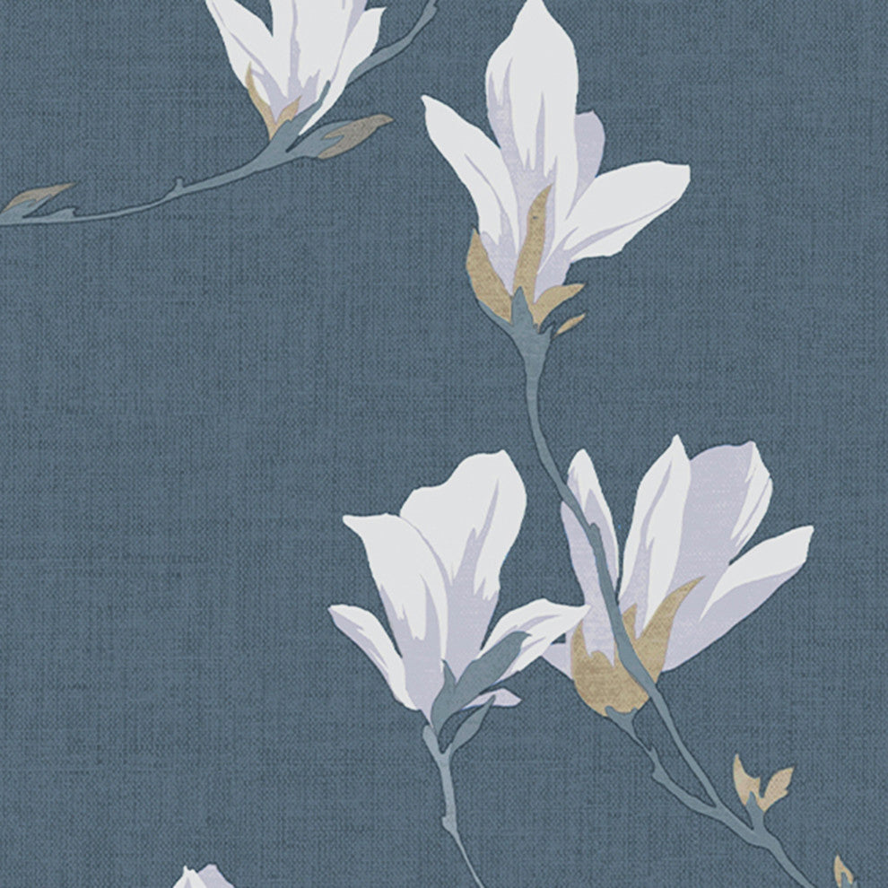 Laura Ashley Magnolia Grove Wallpaper, Dusky Seaspray