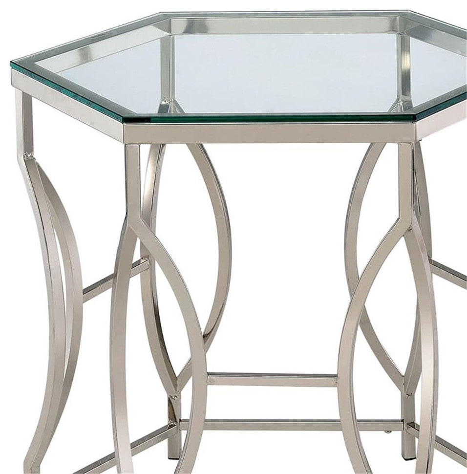 Furniture of America Annette Contemporary Metal End Table in Chrome