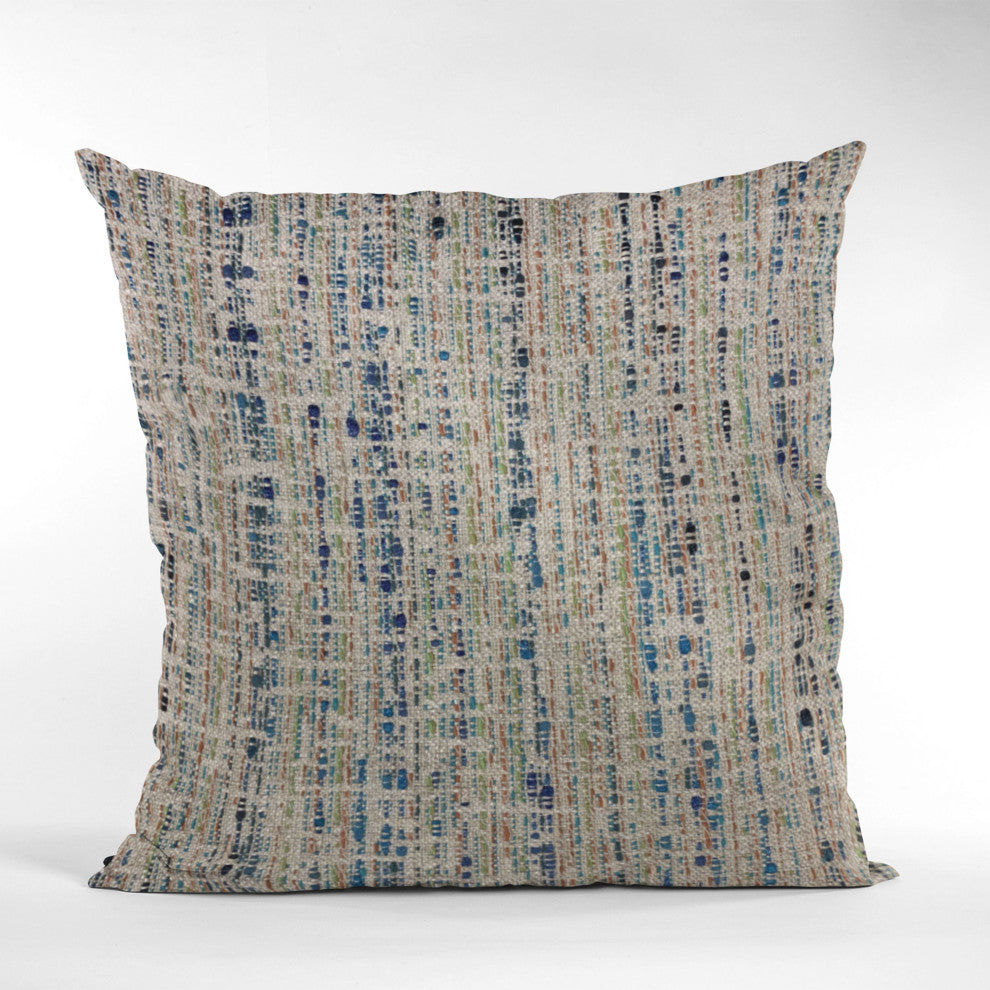 Plutus Blue Mixed Stripe Luxury Throw Pillow, 18"x18"