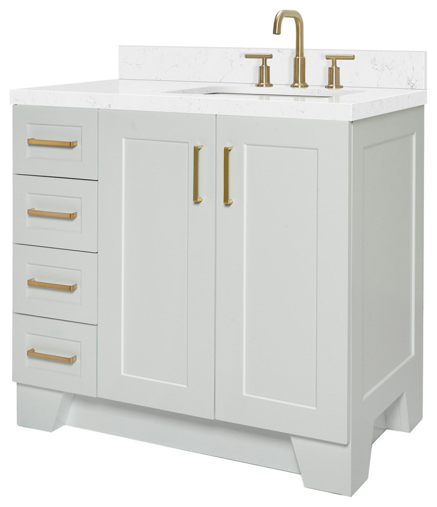Ariel Taylor 36" Right Offset Single Rectangular Sink Bathroom Vanity