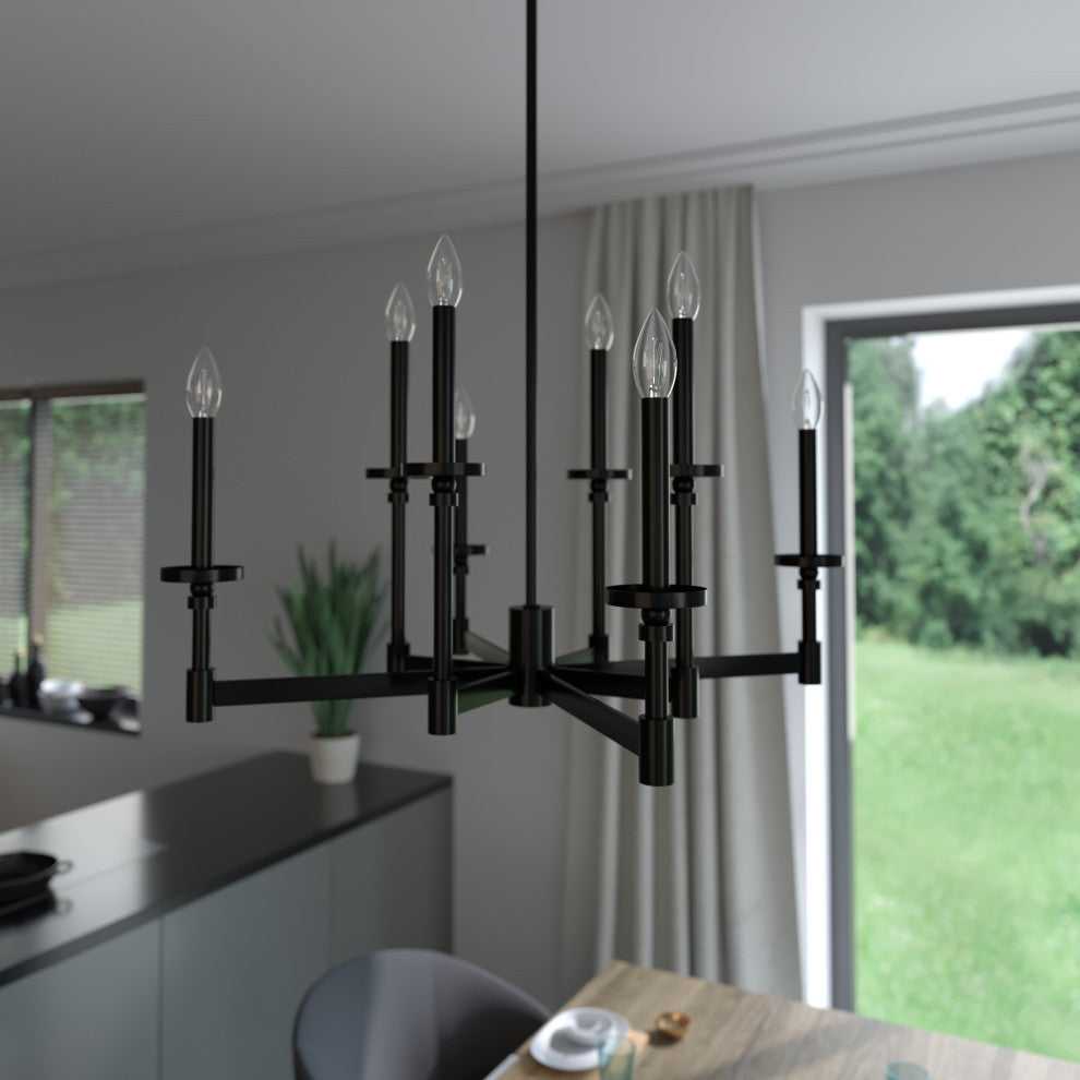 Hunter Briargrove Matte Black 8-Light Chandelier Ceiling Light Fixture