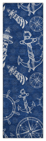Addison Premium Washable Mayfield AMF154 Blue 2'3" x 7'6" Runner Rug