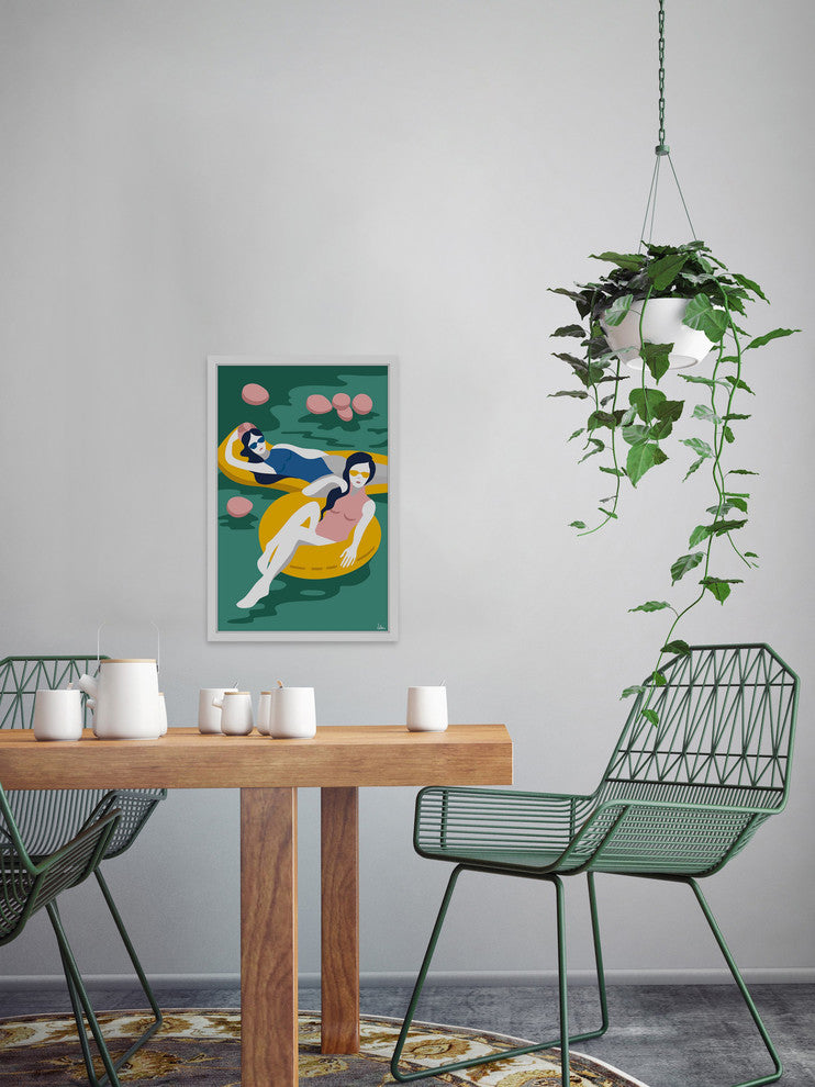 "Floating Girls" Framed Painting Print, 16"x24"