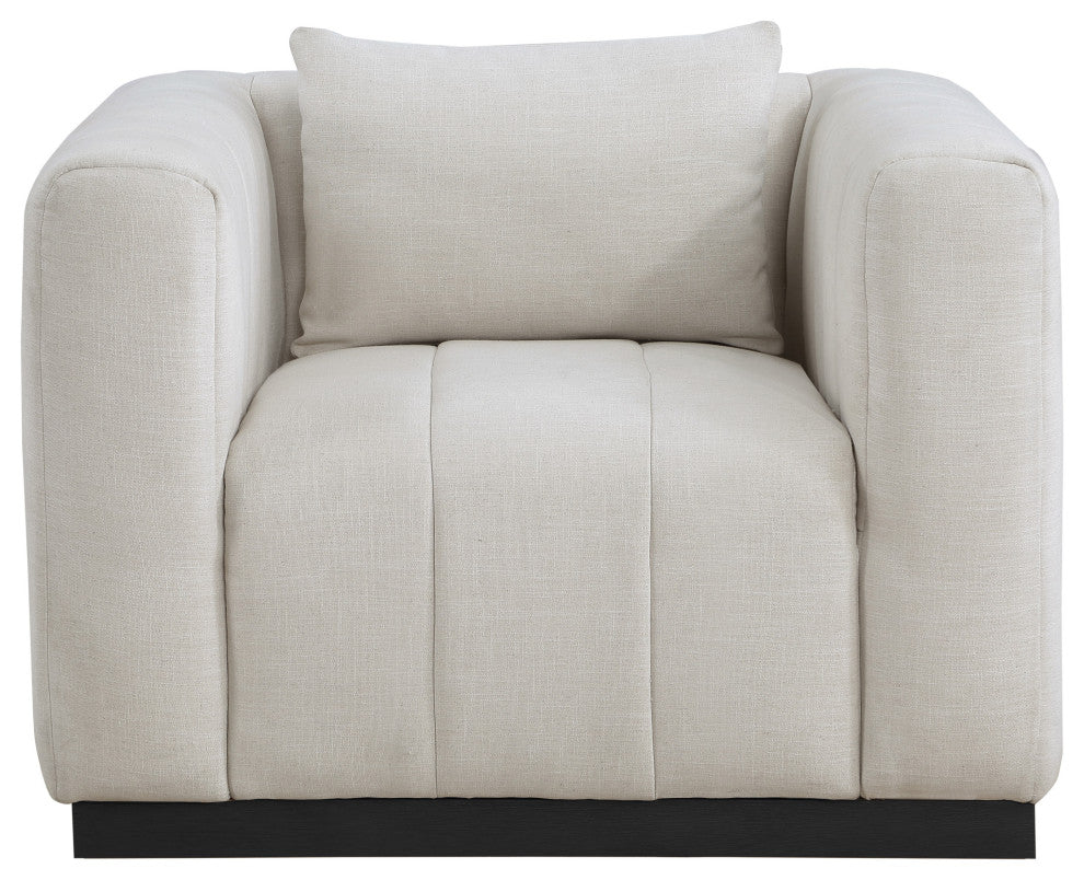 Lucia Beige Linen Textured Fabric Chair, Beige, Chair