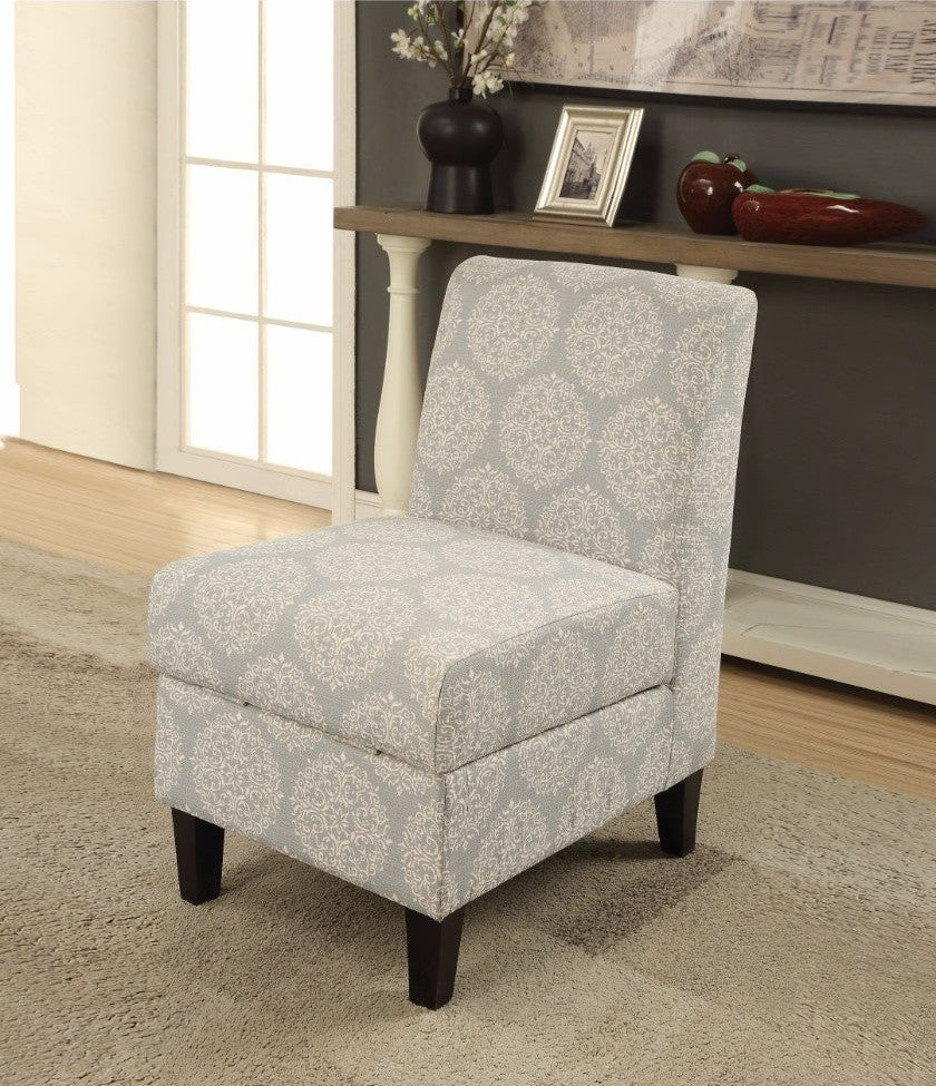 Accent Chair with Storage, Pattern Fabric, Gray
