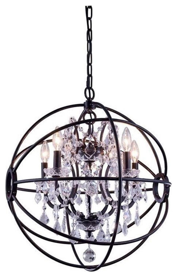 Elegant Lighting Geneva 20" 5 Light Royal Crystal Pendant Lamp