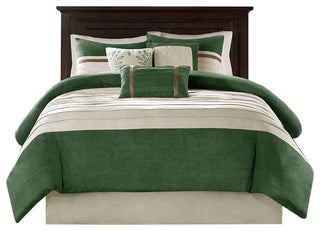 Madison Park Palmer Vera Microsuede 7-Piece Comforter Set, Green
