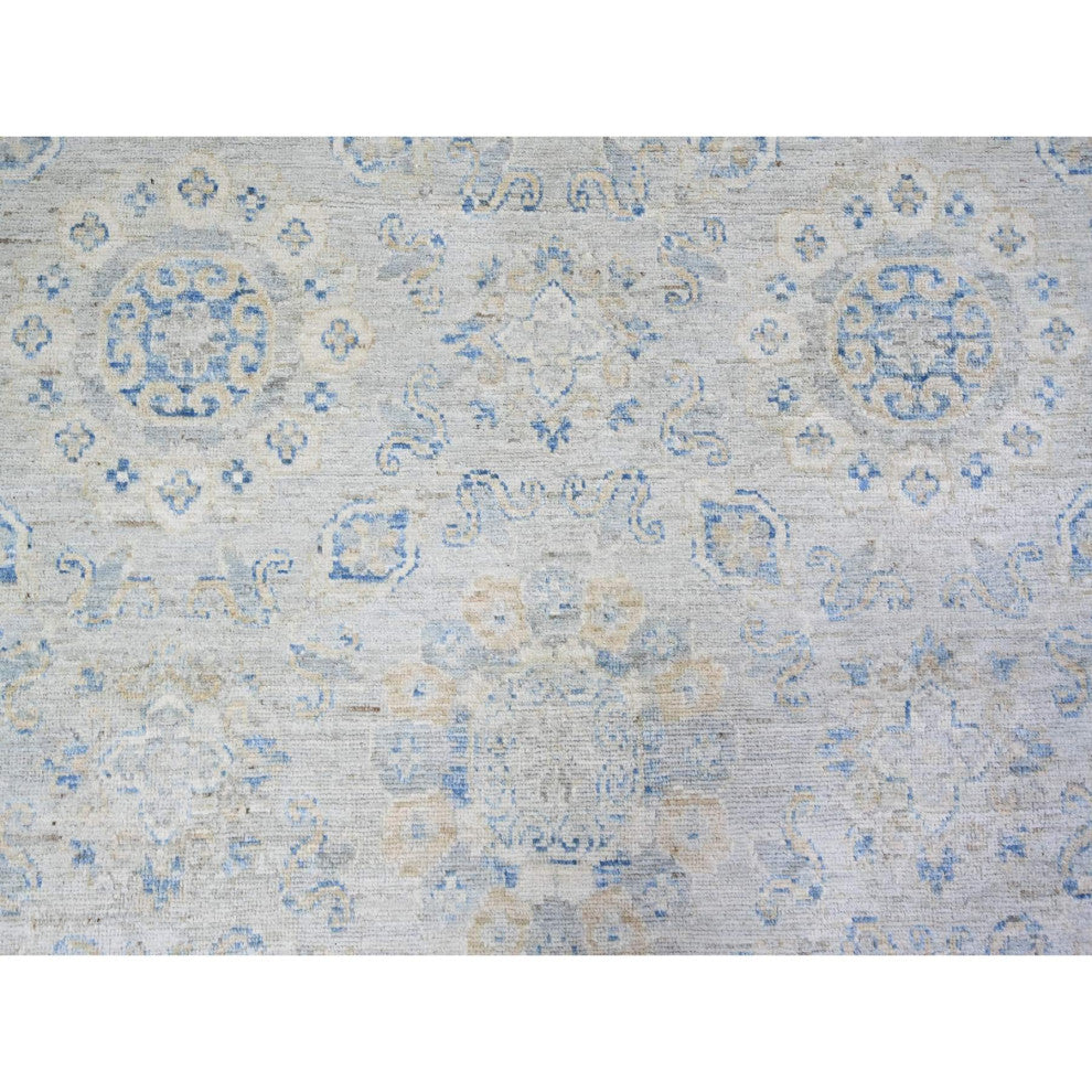 Ivory White Wash Peshawar Wool Hand Knotted Oversized Oriental Rug 11'9"x14'8"