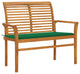Vidaxl Garden Bench With Green Cushion 44.1" Solid Teak Wood