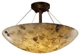 Alabaster Rocks! Finials 27" Semi-Flush, Round Bowl, Bronze, LED