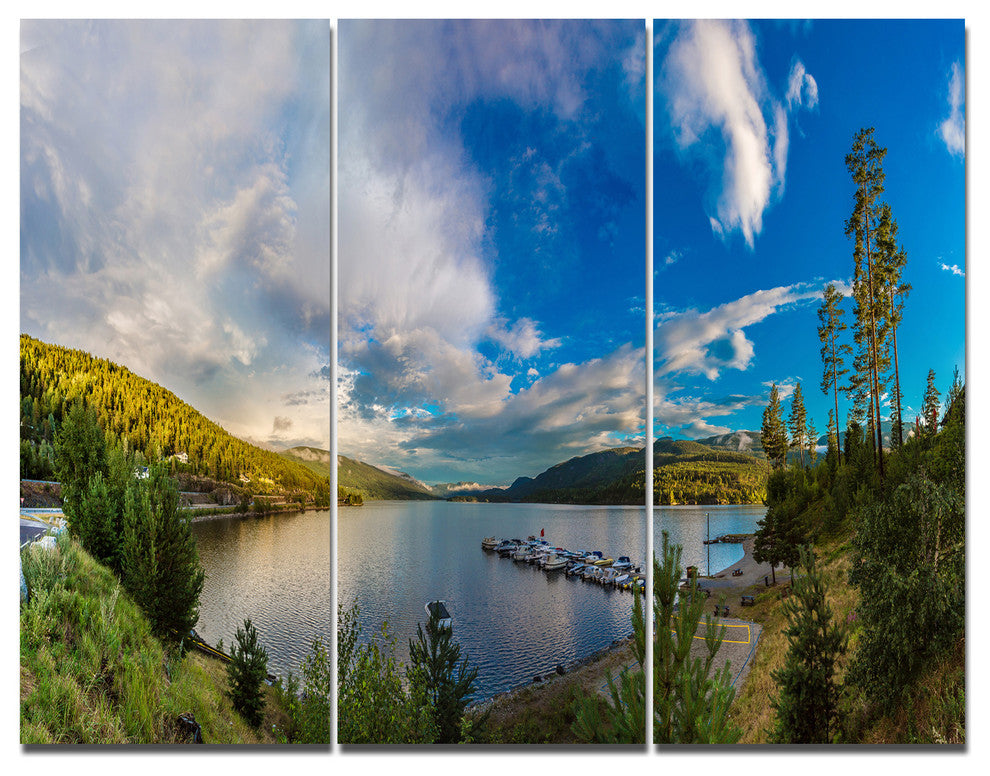 Sognefjord in Norway Panorama, Landscape Triptych Canvas Print, 36x28, 3 Panels