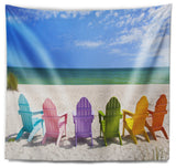 Adirondack Beach Chairs Seashore Photo Wall Tapestry, 39"x32"