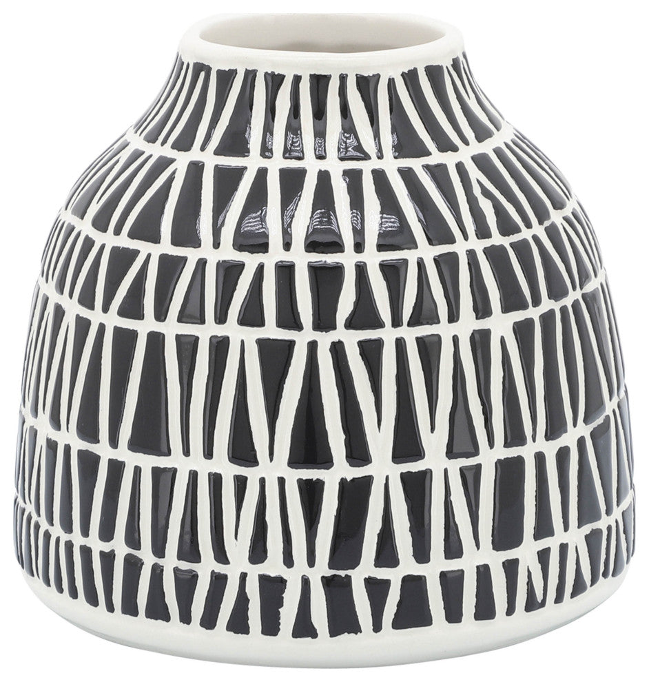 Ceramic 5" Tribal Vase, Black