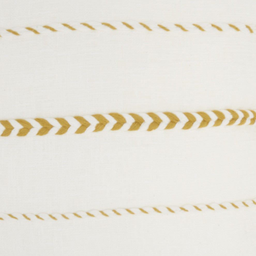 Bohemian White Cotton Accent Pillow With Mustard Tassel Details