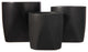 Round Ceramic Pot with Corner Tapered Bottom Design Matte Black Finish, Set of 3