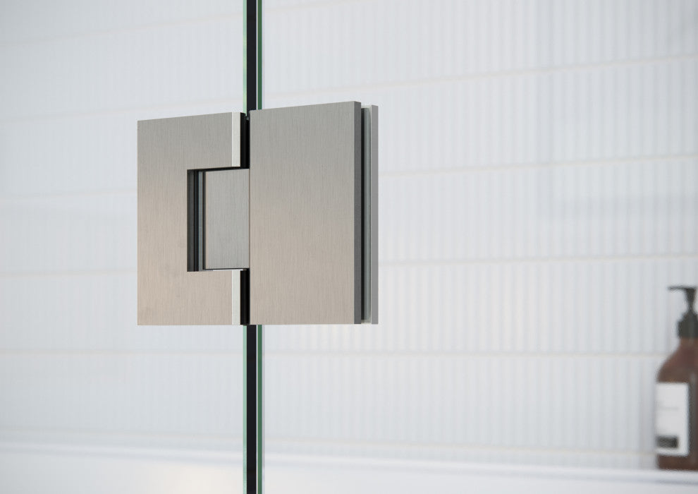 Glass Warehouse 78"x100" Frameless 3 Panel Inline Shower Door, Brushed Nickel