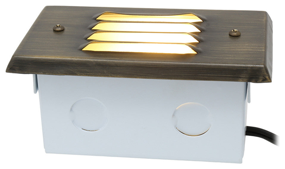 Lightkiwi Subtle Louvered Step Light for Landscape Lighting, Brass