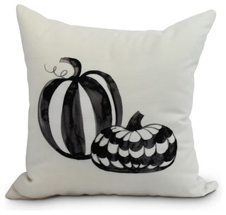 Pumpkin Duo 26" Cream Halloween Print Decorative Throw Pillow