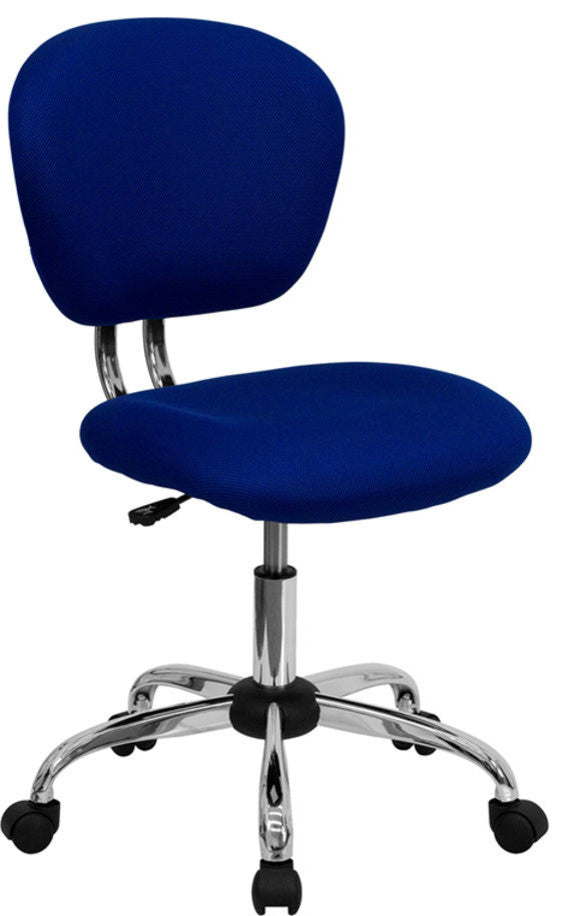 Mid-Back Blue Mesh Swivel Task Chair with Chrome Base