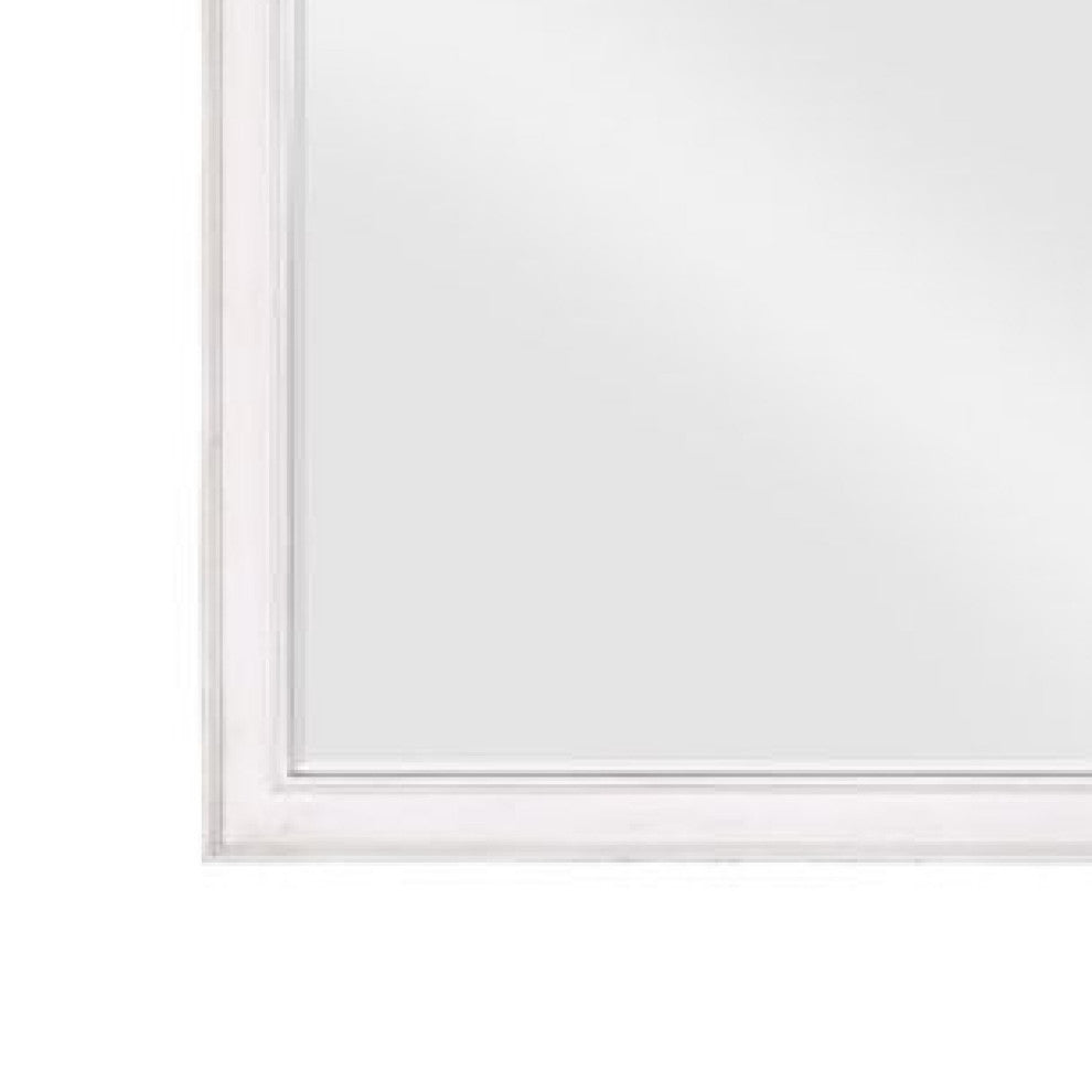 Benzara BM275060 42" Wall Mirror, Molded Sleek Wood Frame, White