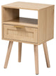 Mid-Century Modern Light Brown Finished Wood 1-Drawer End Table