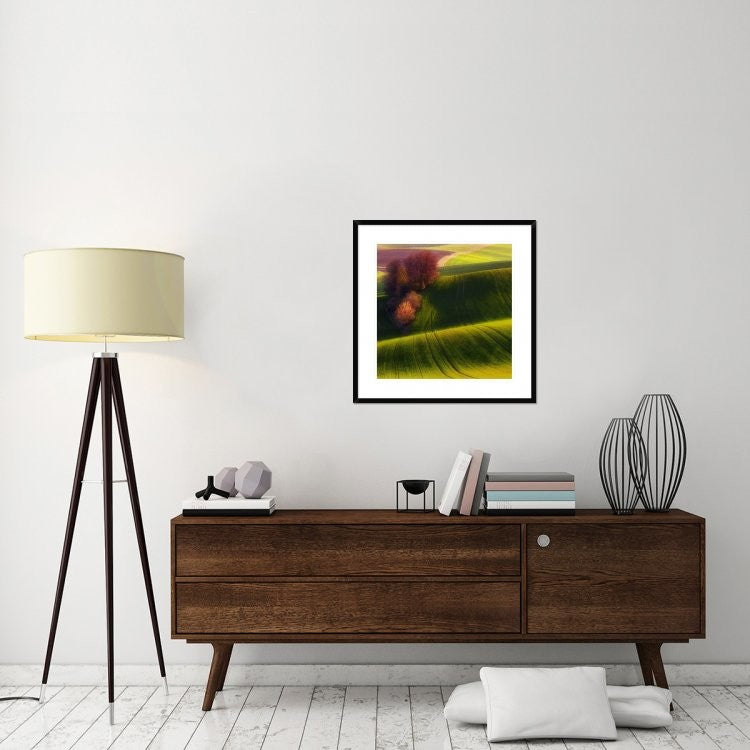 "Green Fields" Framed Digital Print by Piotr (Bax) Krol, 30x30"