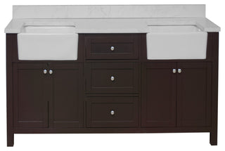 Yorkshire 72" Bathroom Vanity, Chocolate, Engineered Marble