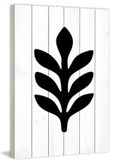 "Black Leaf 2" Painting Print on White Wood